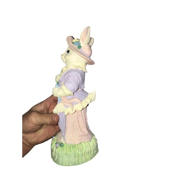 Windsor Collection Collectible EASTER BUNNY Figure. White Rabbit in pink and pur - Picture 5 of 8